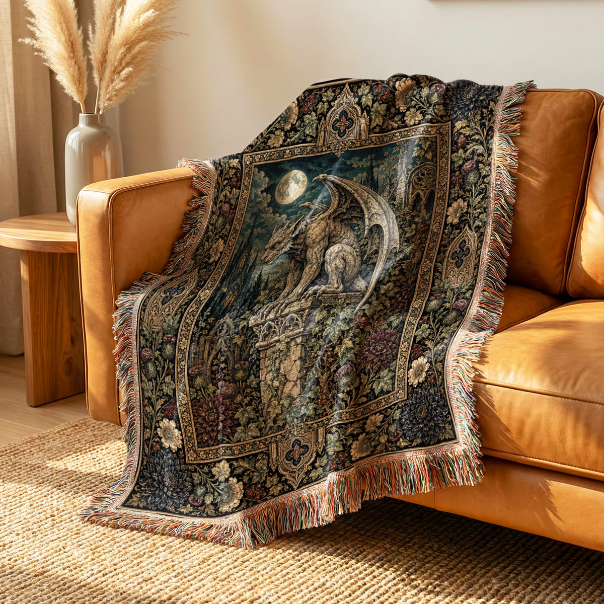 Moonlit Gargoyle Garden Blanket