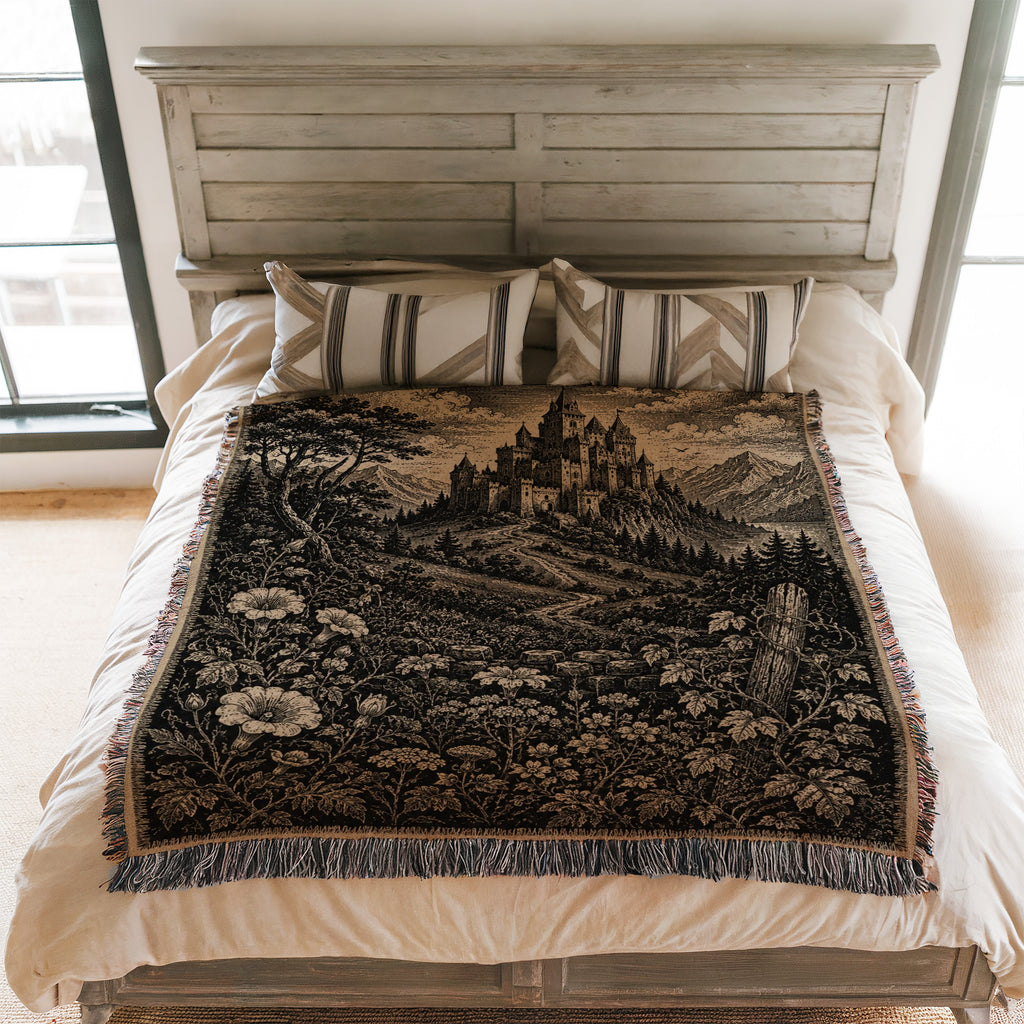 The Shadowed Mountain Castle Blanket