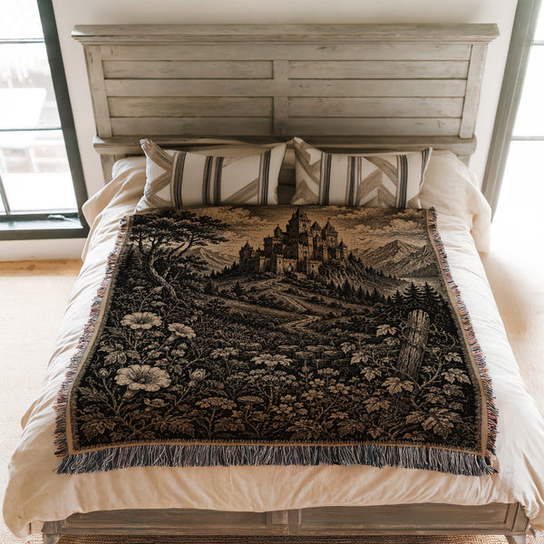 The Shadowed Mountain Castle Blanket