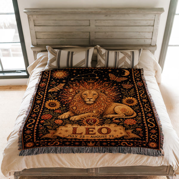 Leo Sun Crown Lion Zodiac Blanket