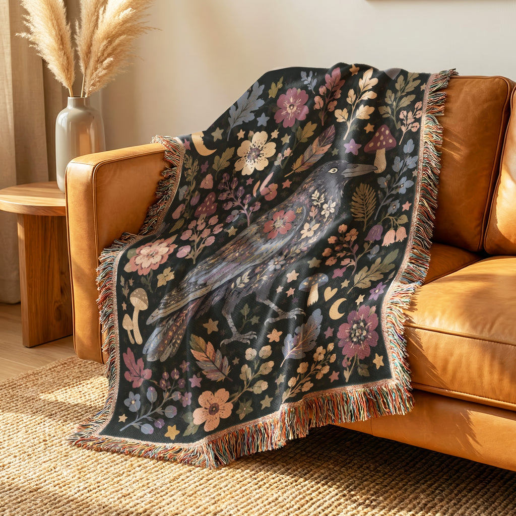 Moonlit Raven Garden Blanket