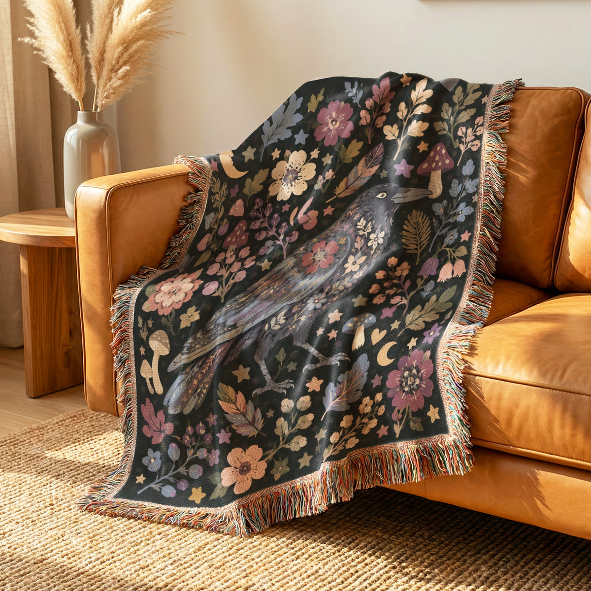 Moonlit Raven Garden Blanket