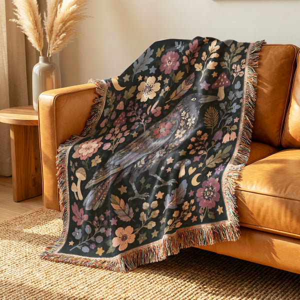 Moonlit Raven Garden Blanket