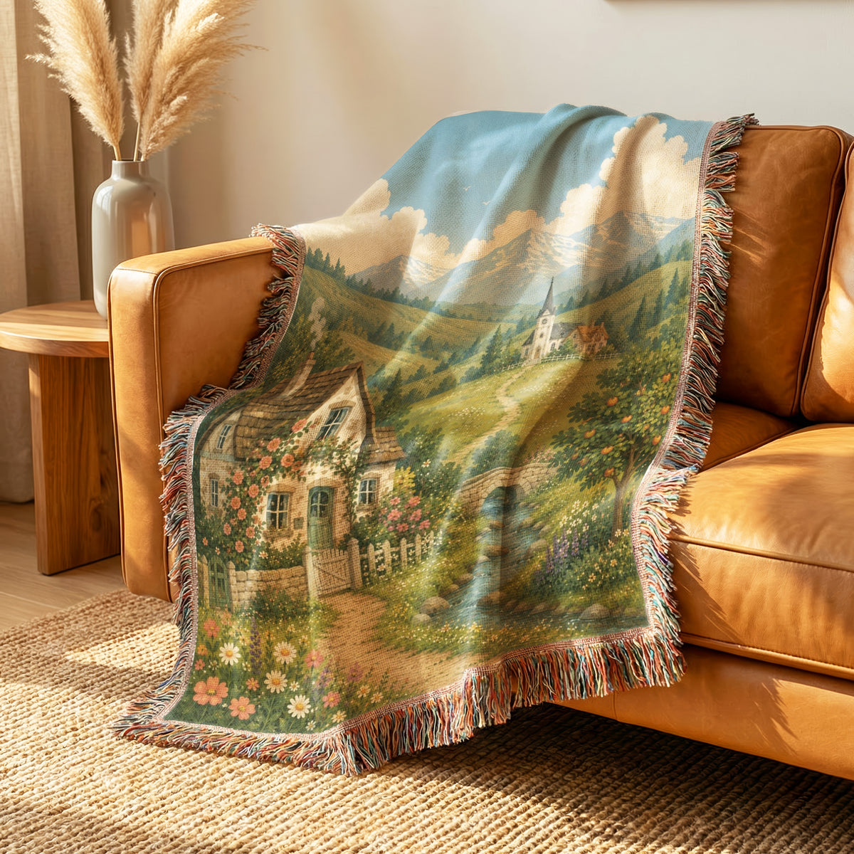 The Meadow Cottage by the Stream Blanket