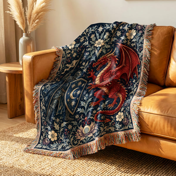 The Crimson Moon Dragon Duel Blanket