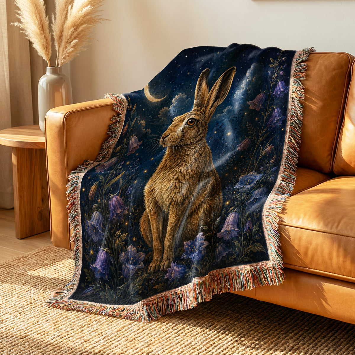 Moonlit Hare & Bluebell Blanket