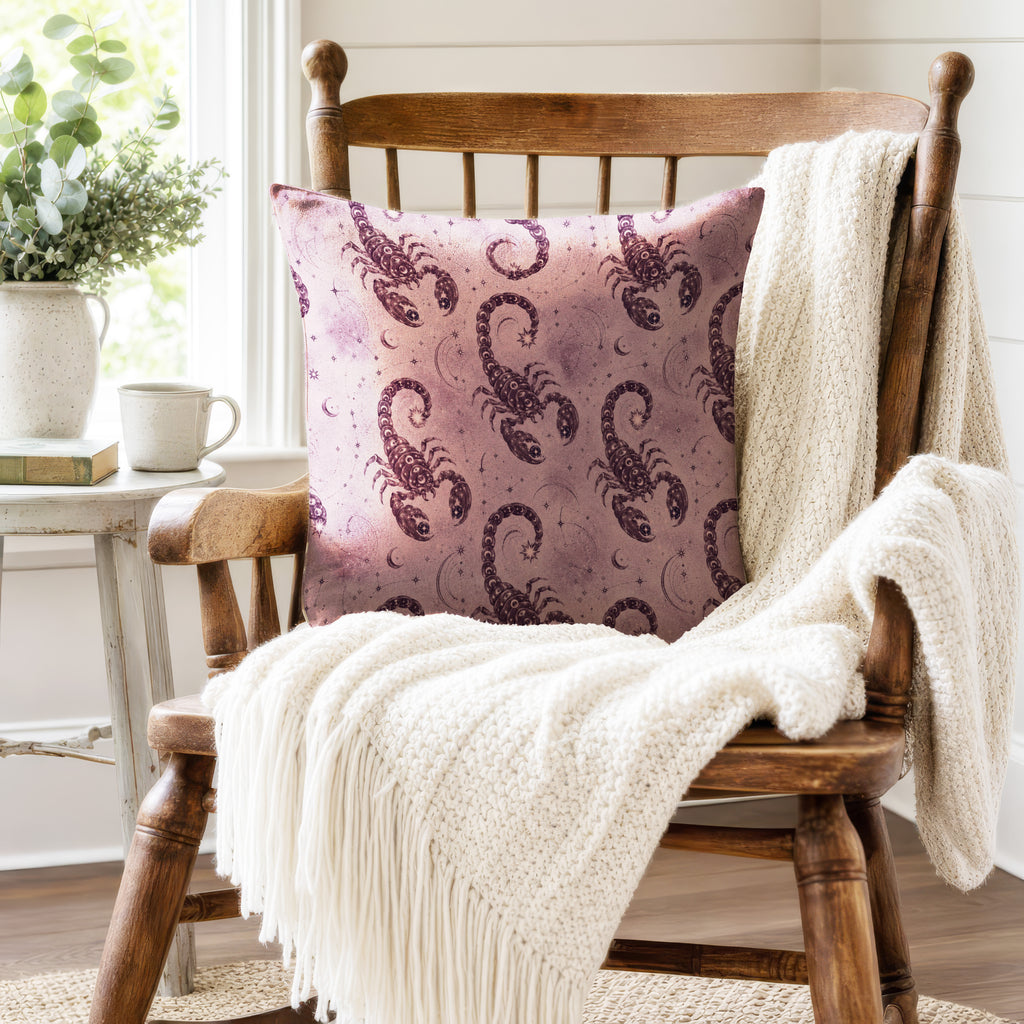 Scorpio Moon – Mauve Zodiac Pattern Pillow