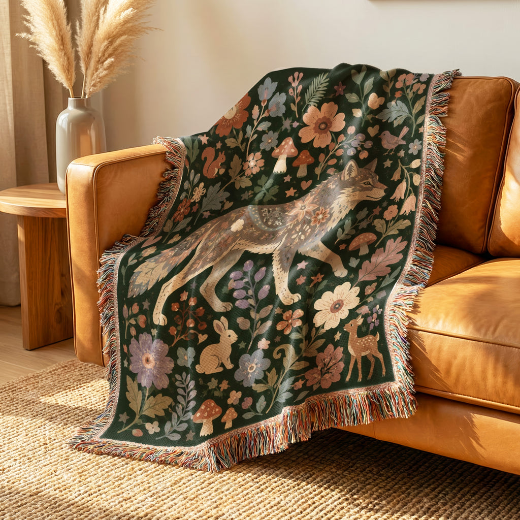 Enchanted Woodland Wolf Blanket