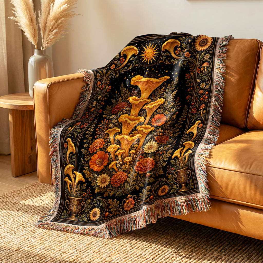 Golden Chanterelle Garden Blanket