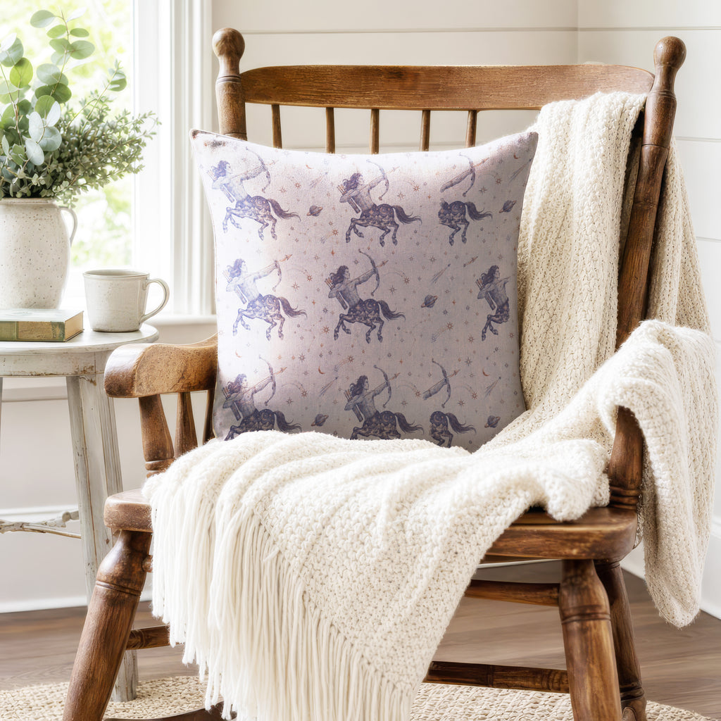 Sagittarius Star Archer – Blue Zodiac Pattern Pillow