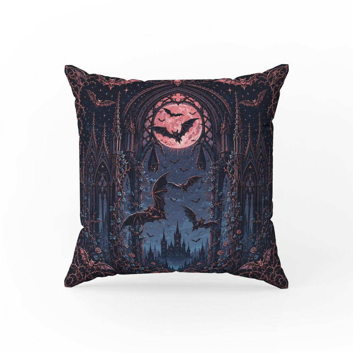 Cathedral of Bats – Gothic Moon Pillow