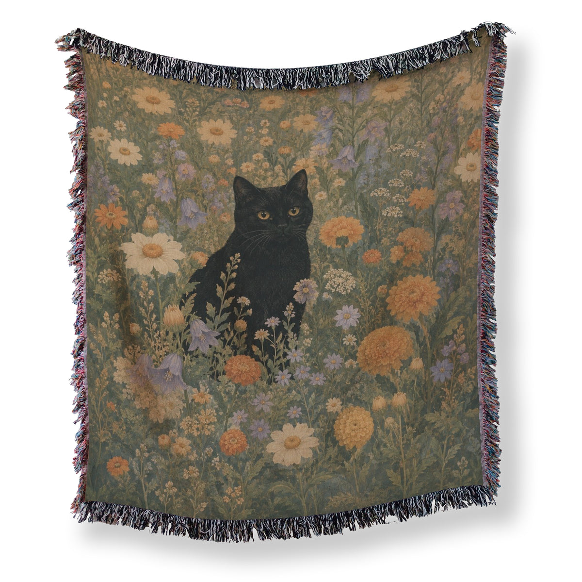 Golden Meadow Black Cat Blanket Main image