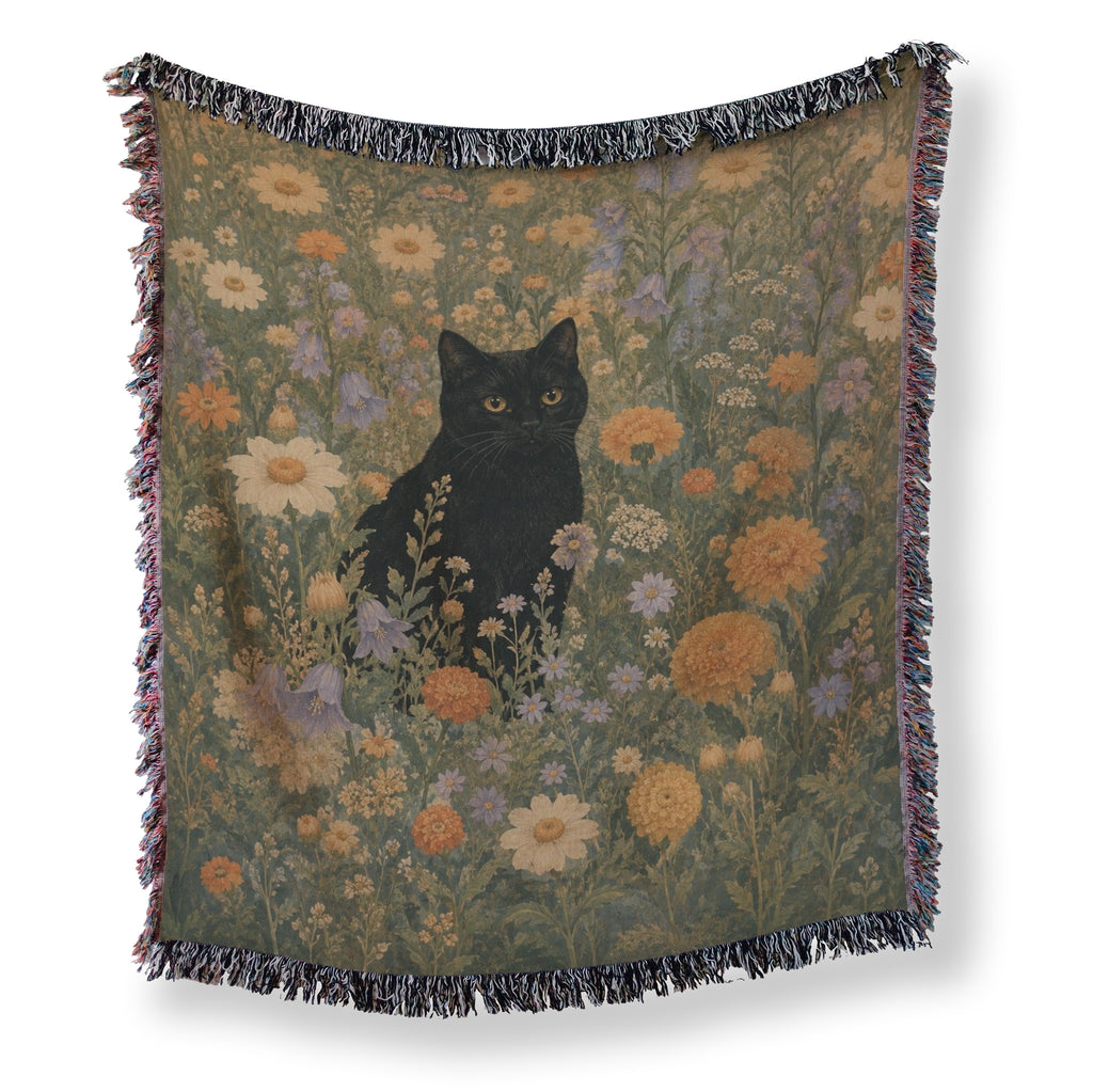 Golden Meadow Black Cat Blanket