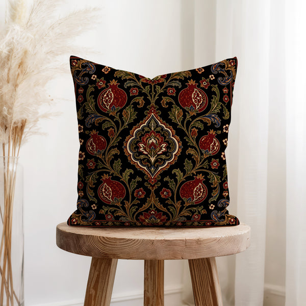 The Pomegranate Court – Ornate Botanical Pillow