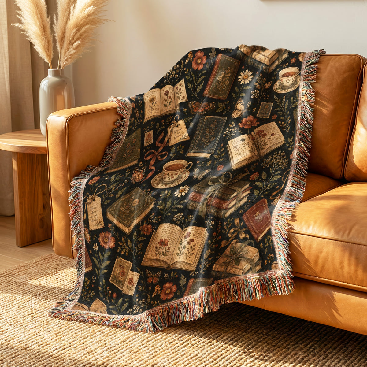 Vintage Botanical Book Pattern Blanket