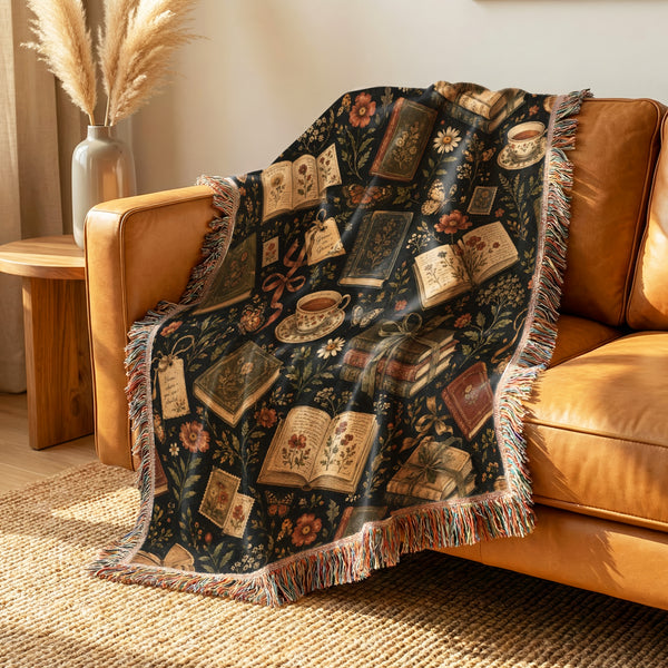 Vintage Botanical Book Pattern Blanket