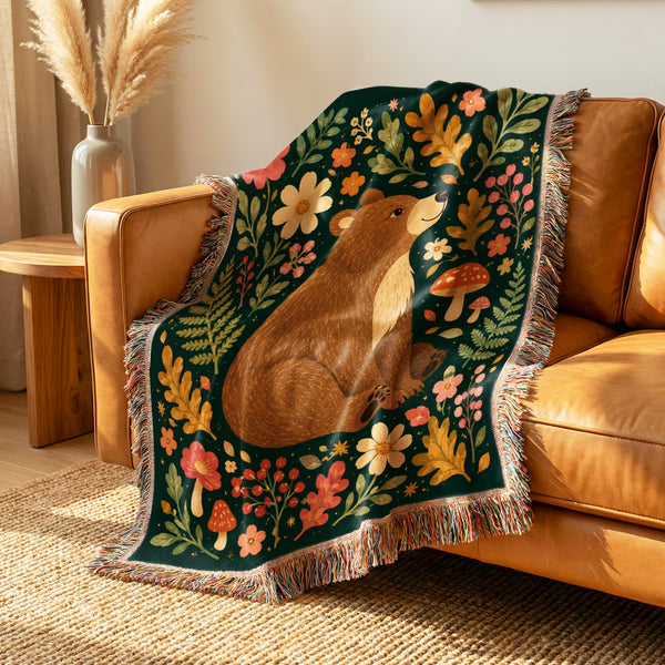Woodland Bear & Mushroom Blanket