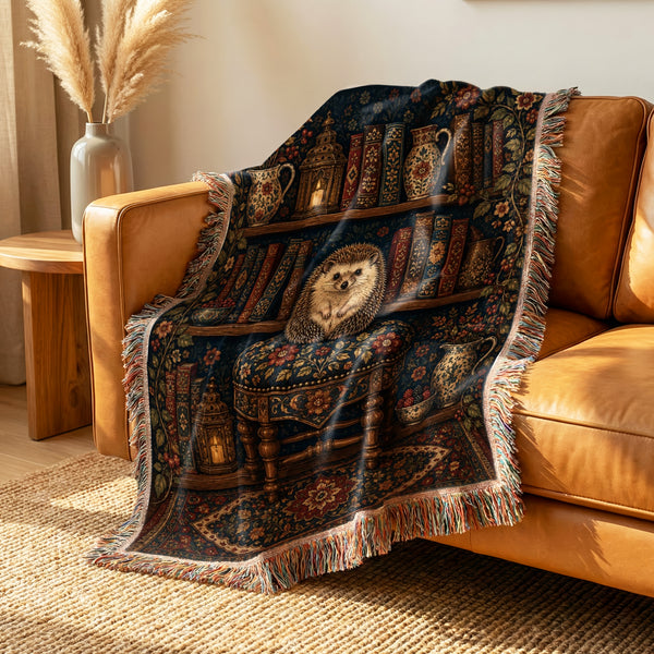 The Hedgehog's Candlelit Library Blanket