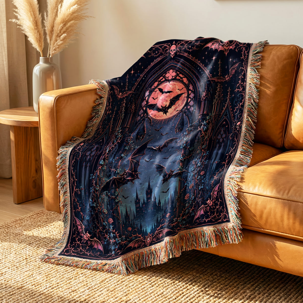 Bats Beneath the Rose Moon Blanket