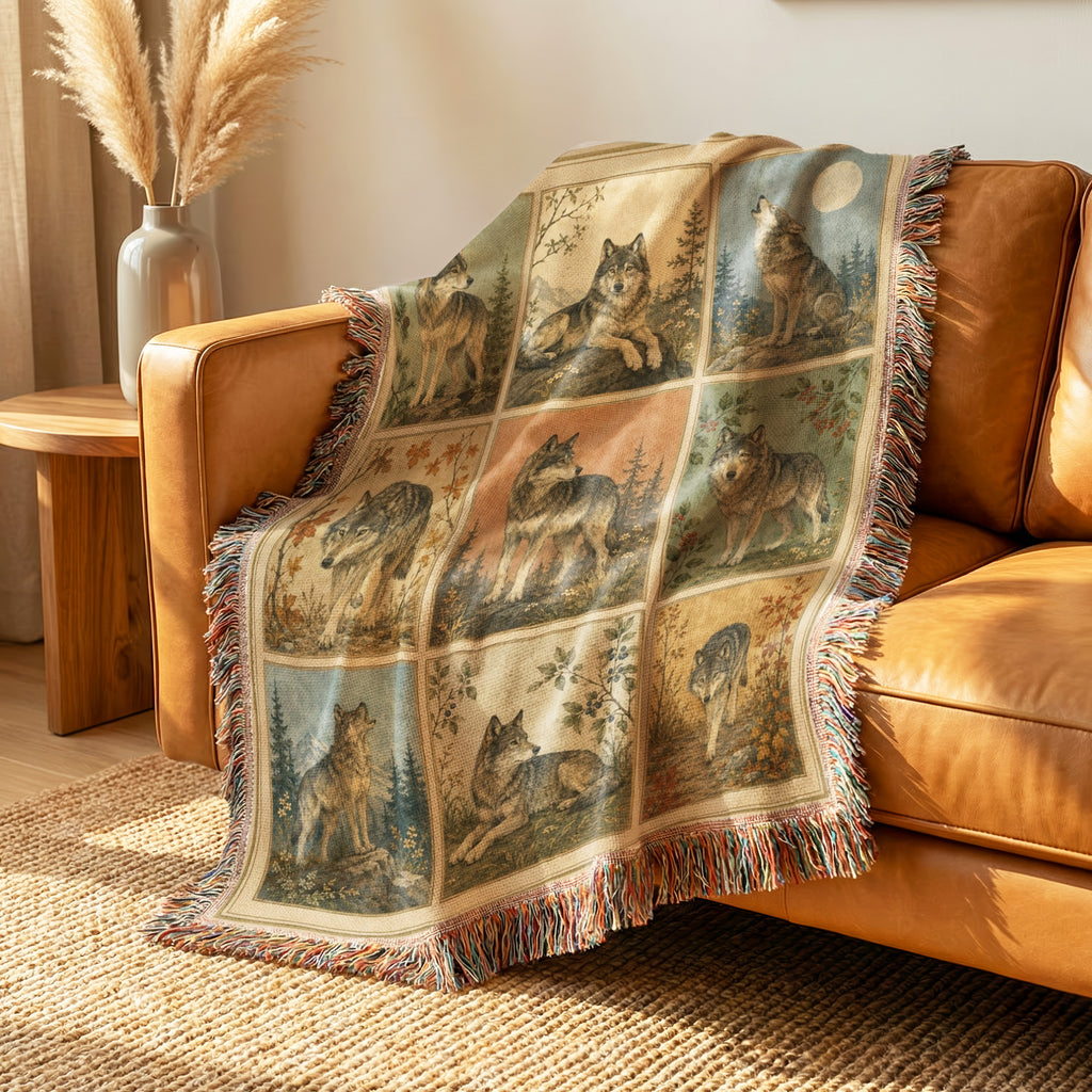 Vintage Wolf Portrait Blanket