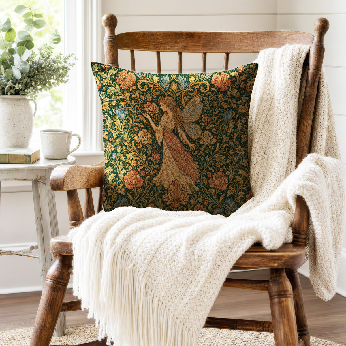 The Tapestry Fairy – Botanical Fantasy Pillow