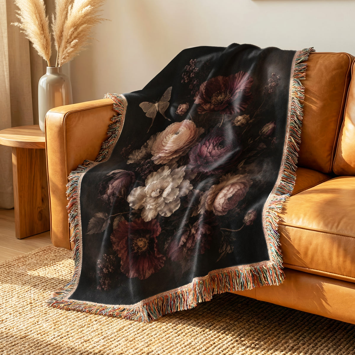 Victorian Midnight Floral Blanket