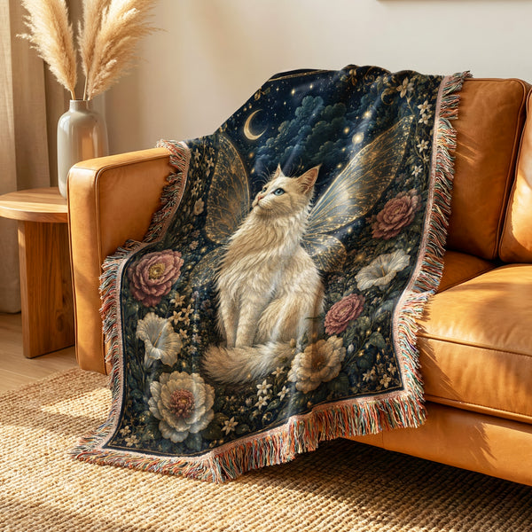 Moonlit Fairy Cat Blanket