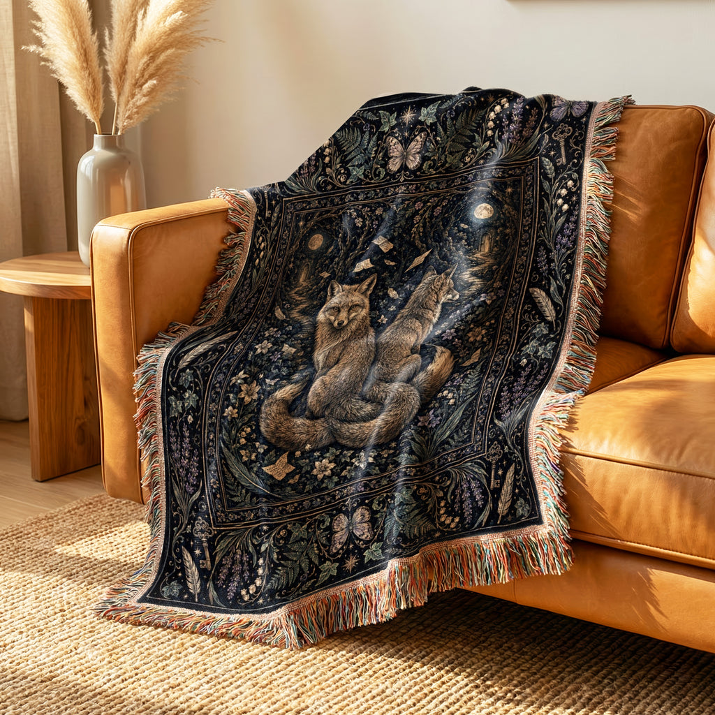 Gemini Twin Foxes Zodiac Blanket