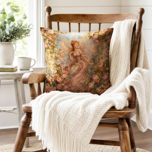The Rose Garden Fairy – Romantic Floral Pillow