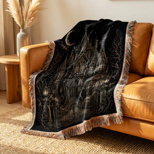 Moonlit Gothic Manor Blanket