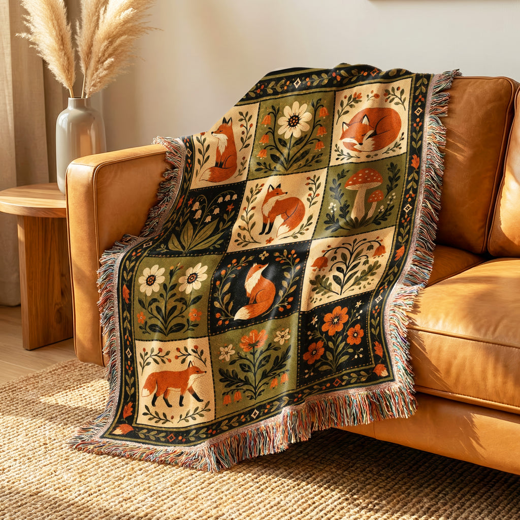 Fox Folk Patchwork Blanket