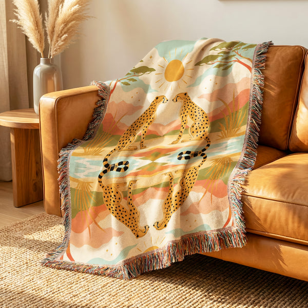 Sunset Cheetah Reflection Blanket