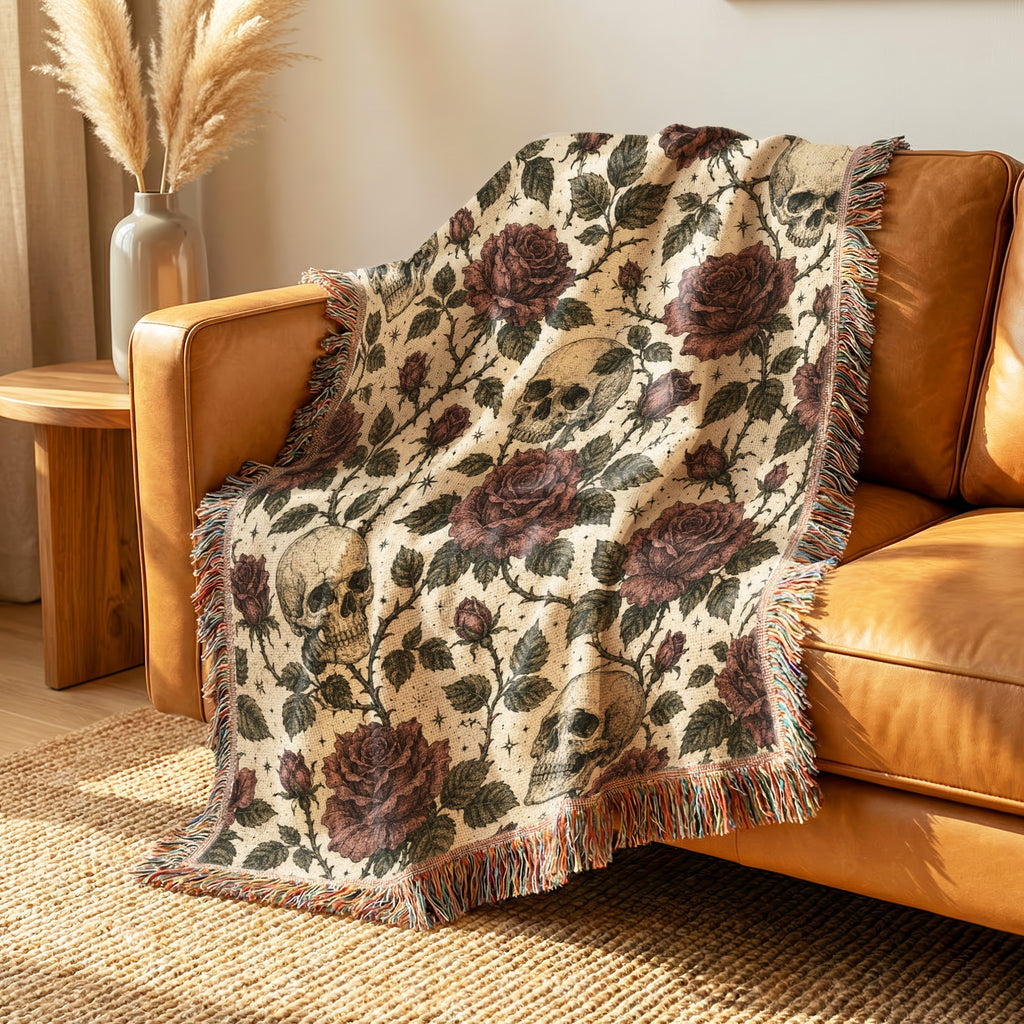 Skulls & Crimson Roses Blanket