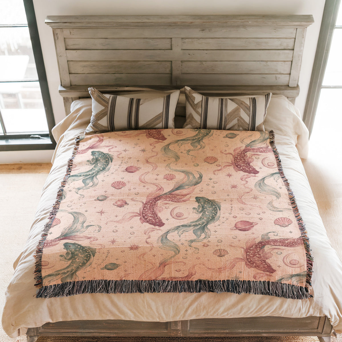 Pisces Celestial Twin Fish Pattern Blanket