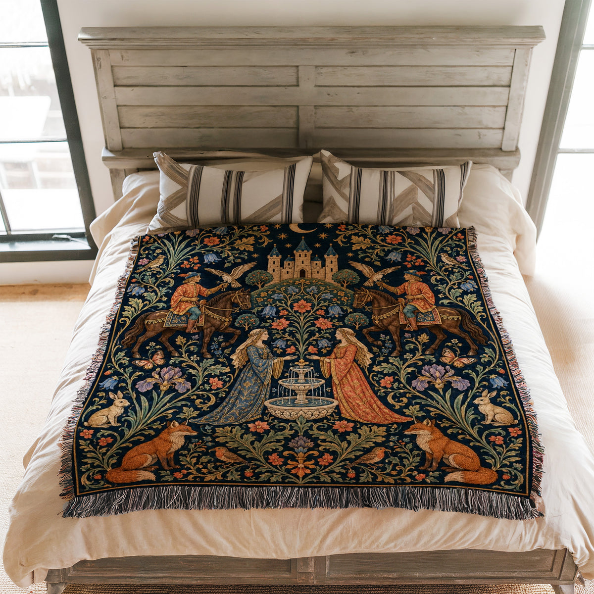 The Moonlit Falconers’ Garden Blanket