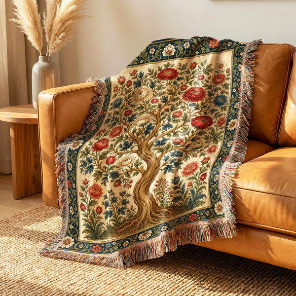 Royal Garden Tree Woven Blanket
