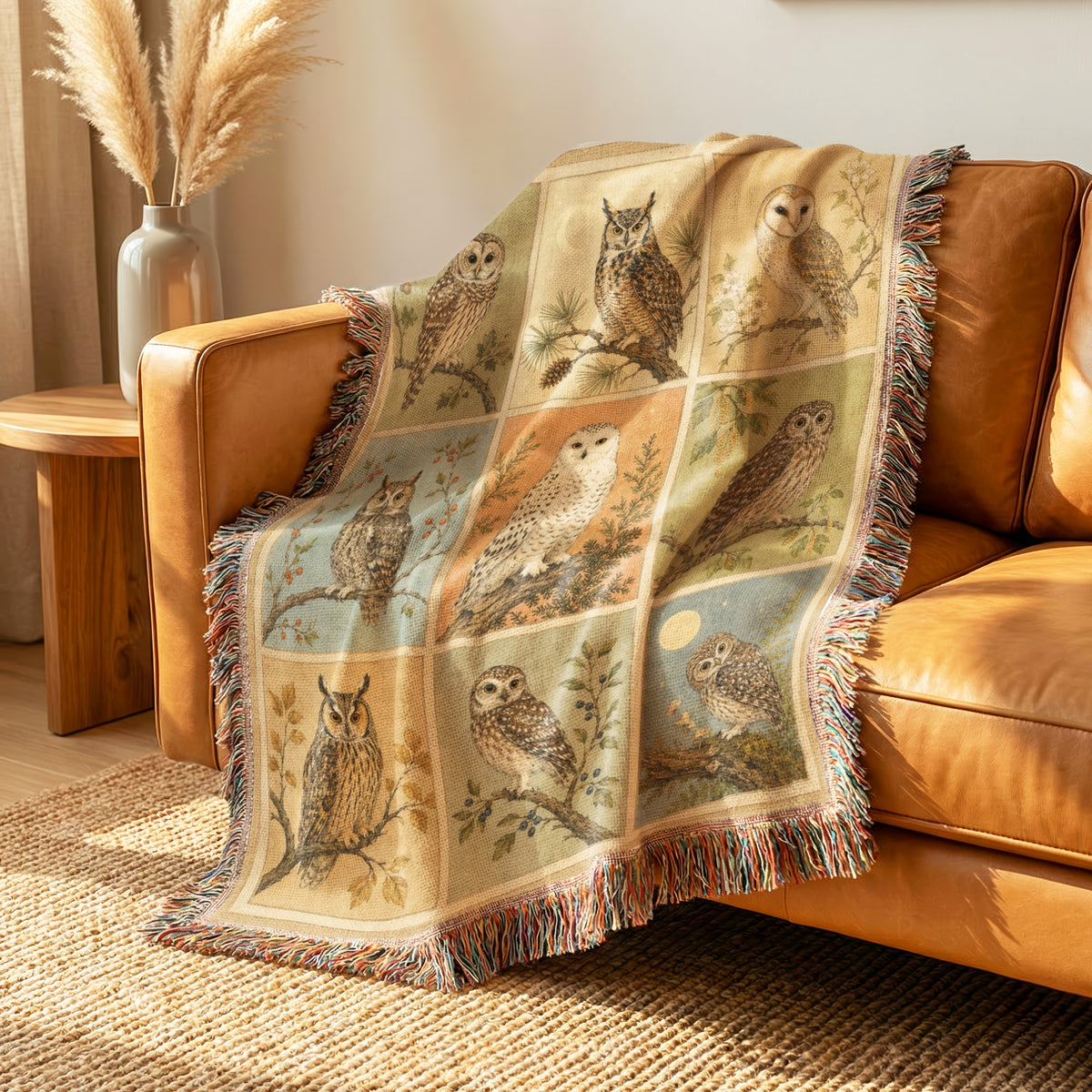 Vintage Woodland Owls Blanket