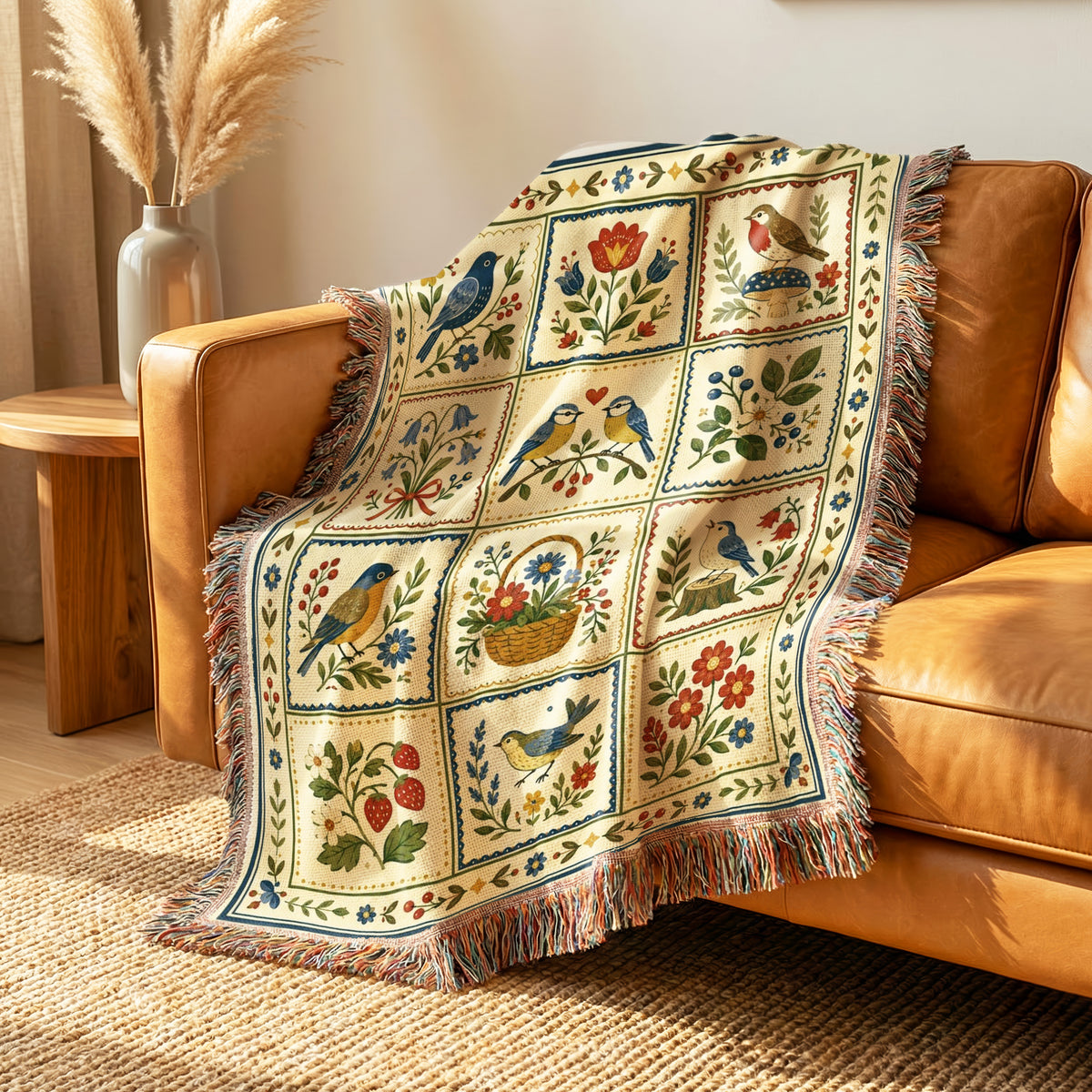 Songbirds & Wildflowers Patchwork Blanket