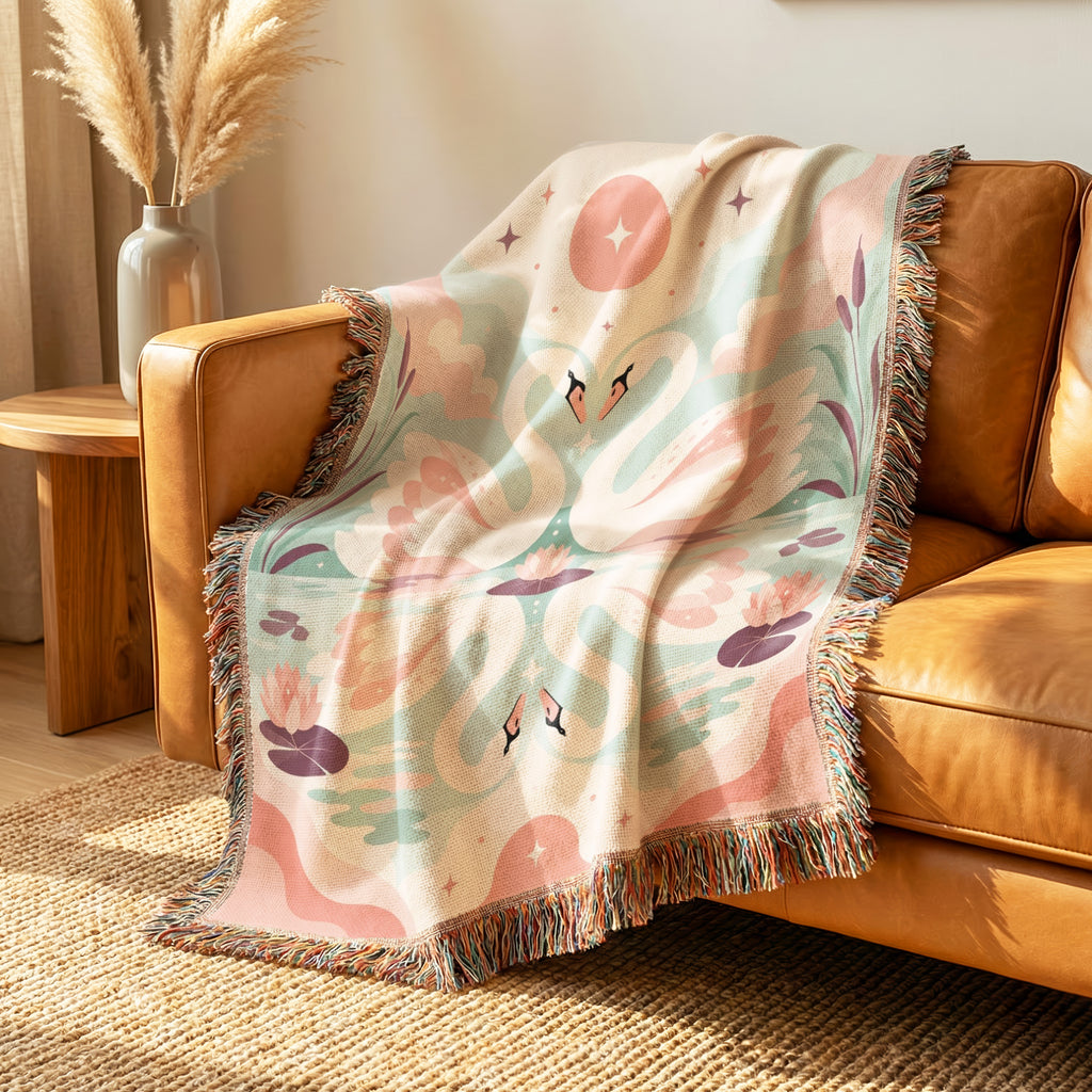 Blush Swan Reflection Blanket