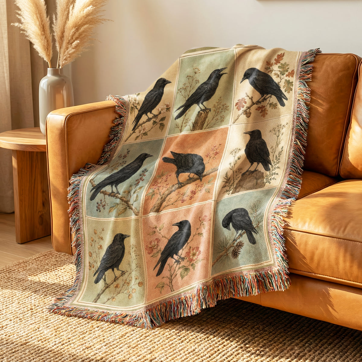 Vintage Raven Portrait Blanket