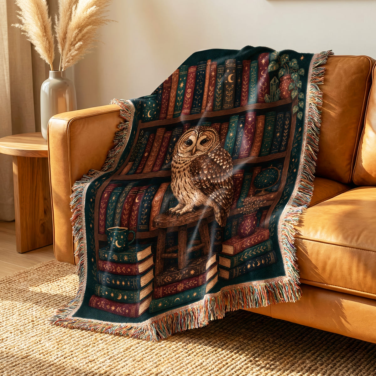 Owl in the Midnight Library Blanket
