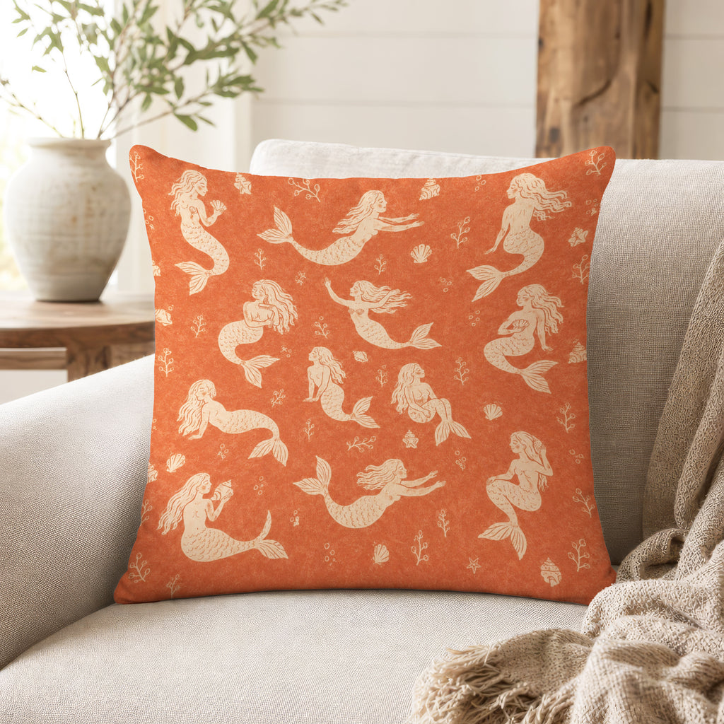 Mermaid Tide – Terracotta Mermaid Pillow