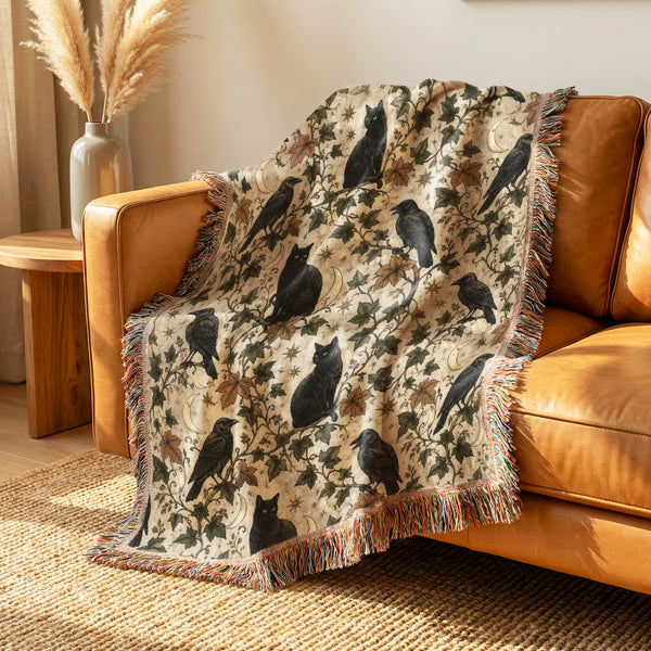 Black Cats & Ravens Celestial Blanket