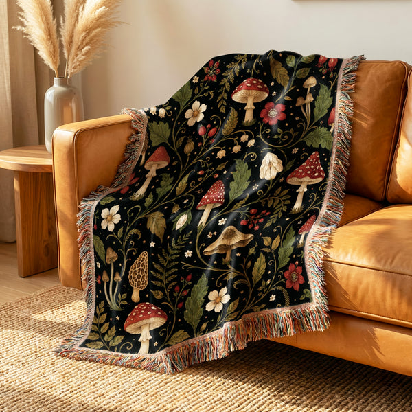 Nightshade Mushroom Garden Blanket