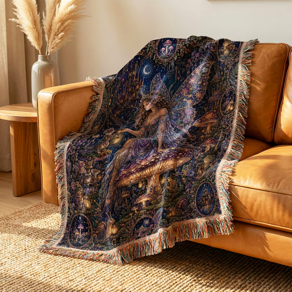 Moonlit Mushroom Fairy Blanket