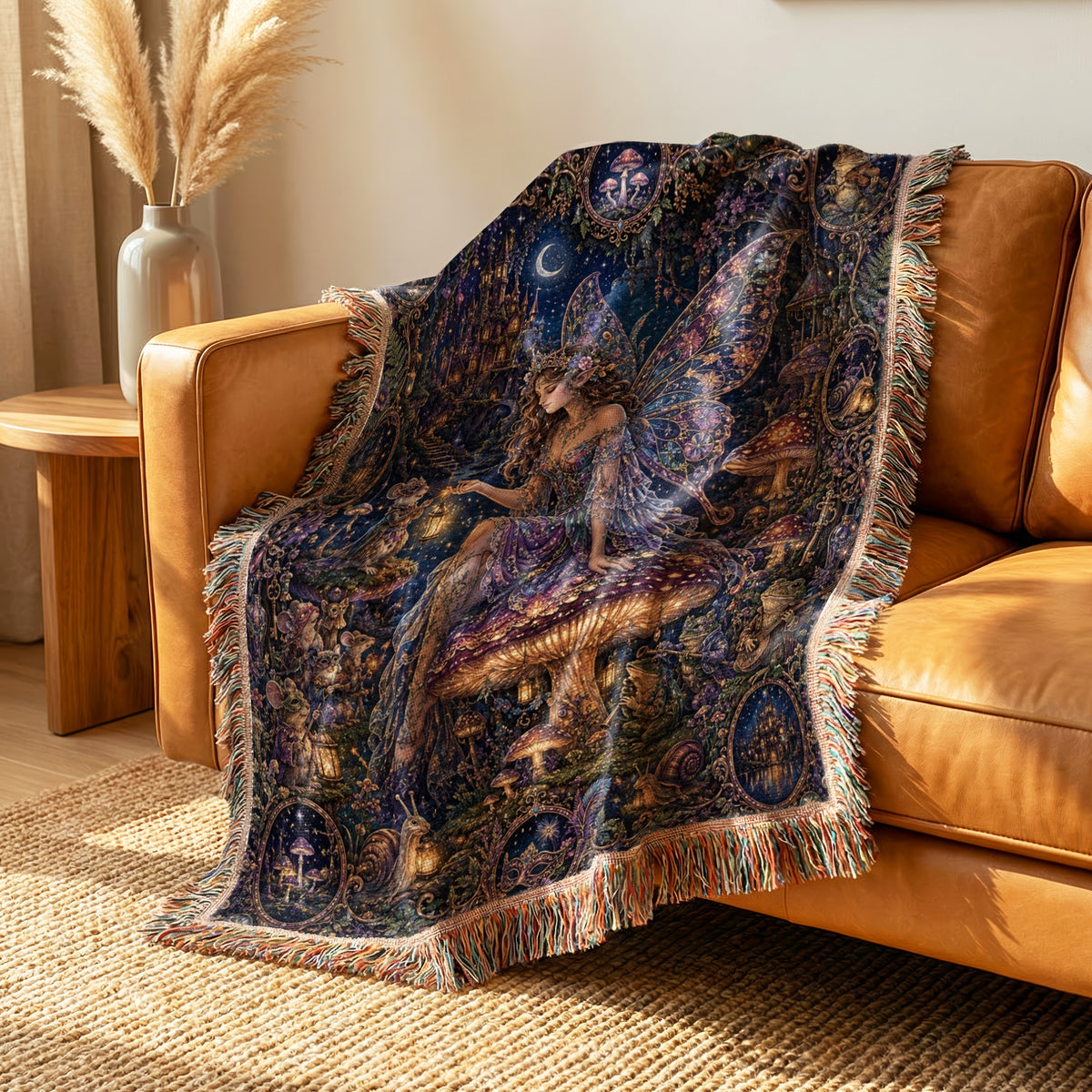 Moonlit Mushroom Fairy Blanket