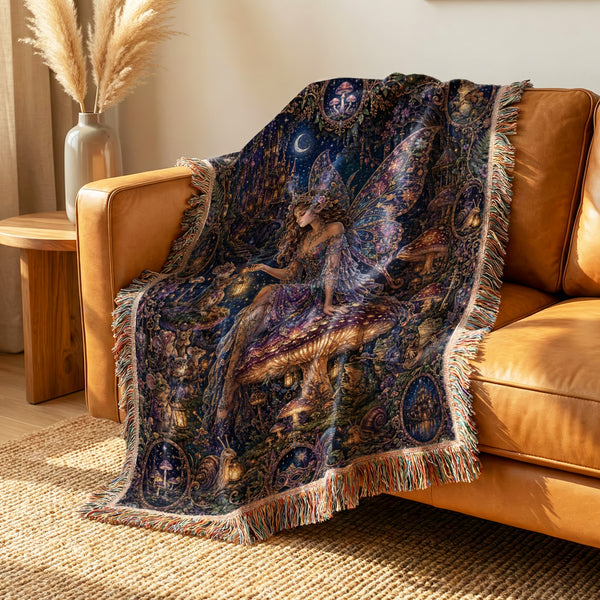 Moonlit Mushroom Fairy Blanket