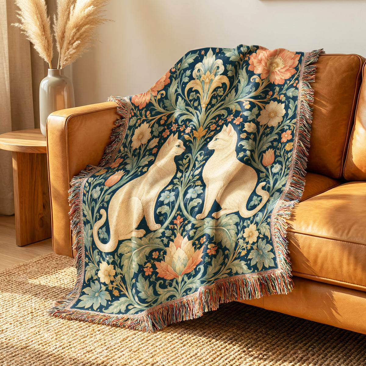 William Morris Inspired Cat Garden Blanket