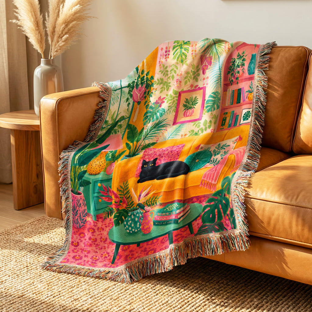 Tropical Home Black Cat Blanket