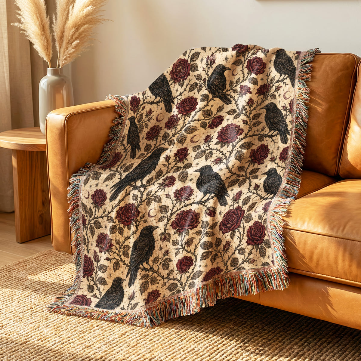 Ravens & Crimson Roses Blanket